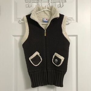 Y2K HBC Olympics Vest S/M Fit Brown White Cream